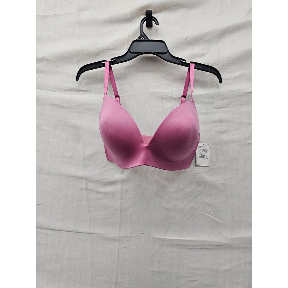 Auden Womens Push Up Wirefree Bra Pink Nylon Blend Casual Size 32DDD